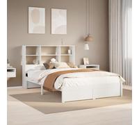 BOWEKAM Libreria letto senza materasso bianco 120x190cm matrimoniale piccolo legno massello pino