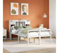 BOWEKAM Libreria Letto Senza Materasso Bianco 135x190 Matrimoniale In Legno massello di pino