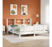 BOWEKAM Libreria letto senza materasso bianco 180x200 cm super king in legno massello di pino