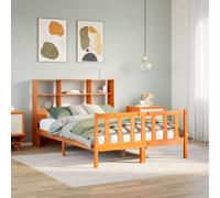 BOWEKAM Libreria letto senza materasso cera marrone 120x190 cm matrimoniale piccolo legno massello pino