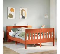 BOWEKAM Libreria letto senza materasso cera marrone 135x190 cm matrimoniale legno massello pino
