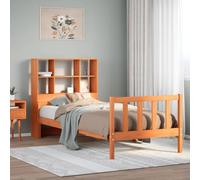 BOWEKAM Libreria letto senza materasso cera marrone 75x190 cm singolo piccolo legno massello
