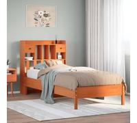 BOWEKAM Libreria letto senza materasso cera marrone 75x190 cm singolo piccolo legno massello pino