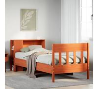 BOWEKAM Libreria letto senza materasso cera marrone 75x190 cm singolo piccolo legno massello pino
