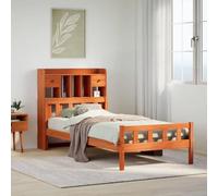 BOWEKAM Libreria letto senza materasso cera marrone 75x190 cm singolo piccolo legno massello pino