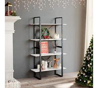 BOWEKAM Librerie e mensole a 4 ripiani in legno ingegnerizzato bianco, 80 x 30 x 140 cm