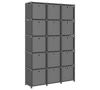 BOWEKAM Librerie e mensole in piedi - 15 cubi espositori con scatole grigio 103 x 30 x 175,5 cm tessuto