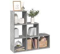 BOWEKAM Librerie e mensole in piedi, divisorio per stanze, 3 ripiani, grigio cemento 99 x 29 x 99 cm, legno ingegnerizzato