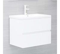 BOWEKAM Mobile lavabo con lavabo integrato in legno bianco
