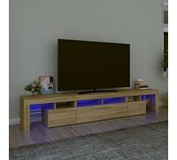 BOWEKAM Mobile TV con luci a LED in rovere Sonoma 230 x 36,5 x 40 cm - Mobiletto per mobili, centri di intrattenimento e supporti TV