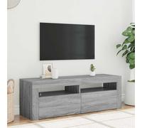 BOWEKAM Mobile TV con luci LED grigio Sonoma 120 x 35 x 40 cm - Mobiletto per mobili, centri di intrattenimento e supporti TV