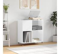 BOWEKAM Mobiletto per dischi in legno ingegnerizzato bianco lucido, 84,5 x 38 x 89 cm