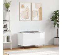 BOWEKAM Mobiletto per dischi in legno laccato bianco, 74,5 x 38 x 48 cm