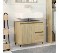 BOWEKAM Mobiletto per lavabo da bagno in rovere Sonoma, 65 x 33 x 60 cm, in legno ingegnerizzato