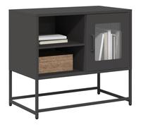 BOWEKAM Mobiletto per TV e centri di intrattenimento, in acciaio, 68 x 39 x 60,5 cm, colore: nero