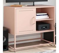 BOWEKAM Mobiletto per TV e centri di intrattenimento in acciaio rosa, 68 x 39 x 60,5 cm