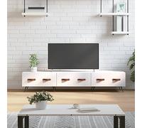 BOWEKAM Mobiletto porta TV in legno impiallacciato bianco, 150 x 36 x 30 cm