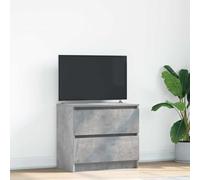 BOWEKAM Mobiletto porta TV in legno impiallacciato grigio cemento 60 x 35 x 54 cm