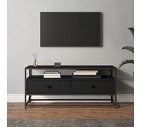 BOWEKAM Mobiletto porta TV in legno ingegnerizzato nero 100 x 35 x 45 cm