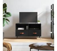 BOWEKAM Mobiletto porta TV in legno ingegnerizzato nero 80 x 36 x 50 cm