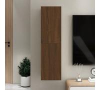 BOWEKAM Mobiletto TV a parete in rovere marrone, 30,5 x 30 x 110 cm