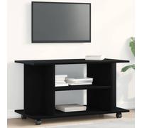 BOWEKAM Mobiletto TV con rotelle, 80 x 40 x 45 cm, in legno di rovere nero