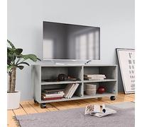 BOWEKAM Mobiletto TV con rotelle, 90 x 35 x 35 cm, grigio cemento