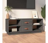 BOWEKAM Mobiletto TV grigio 100 x 34 x 40 cm, in legno massello di pino