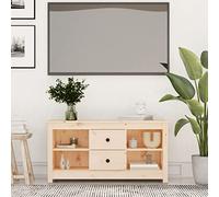 BOWEKAM Mobiletto TV in legno di pino massiccio, 103 x 36,5 x 52 cm