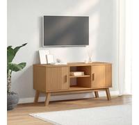 BOWEKAM Mobiletto TV in legno di pino massiccio, 114 x 43 x 57 cm, colore: marrone antico