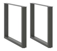 BOWEKAM Mobili, accessori da tavolo, gambe del tavolo, gambe del tavolino da caffè a forma di U, 2 pezzi antracite 80 x (72-73) cm acciaio