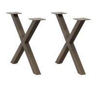 BOWEKAM Mobili, accessori da tavolo, gambe del tavolo, gambe del tavolino da caffè a forma di X, 2 pezzi in acciaio naturale 60 x (42-43) cm acciaio