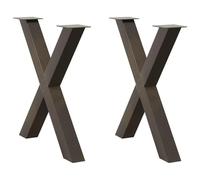 BOWEKAM Mobili, accessori da tavolo, gambe del tavolo, gambe del tavolo da pranzo a forma di X, 2 pezzi in acciaio naturale 80 x (72-73) cm acciaio