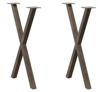 BOWEKAM Mobili, accessori da tavolo, gambe del tavolo, gambe del tavolo da pranzo a forma di X, 2 pezzi in acciaio naturale 57 x (72-73) cm acciaio