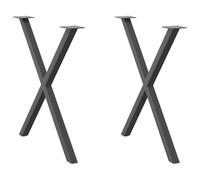 BOWEKAM Mobili, accessori da tavolo, gambe del tavolo, gambe del tavolo da pranzo a forma di X, 2 pezzi, antracite, 80 x (72-73) cm, acciaio