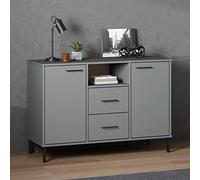 BOWEKAM Mobili,Armadi & Deposito,Buffet & Credenze,Credenza con gambe in metallo Grigio 113x40x77 cm Legno massello OSLO