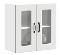 BOWEKAM Mobili,Armadi e stoccaggio,Armadi da cucina,Armadio da cucina con porta in vetro Kalmar Bianco Ingegnerizzato Legno
