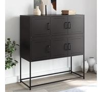 BOWEKAM Mobili,Armadi e stoccaggio,Buffet e credenze,Credenza Nero 100.5x39x107 cm Acciaio