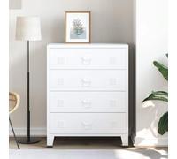 BOWEKAM Mobili,Armadi e stoccaggio,Cassettiera,Cassettiera industriale Bianco 78x40x93 cm Metallo