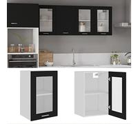 BOWEKAM Mobili,Armadi e stoccaggio,Mobili da cucina,Armadio in vetro sospeso Lyon Nero 40x31x60 cm Legno ingegnerizzato