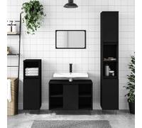 BOWEKAM Mobili,Armadi e stoccaggio,Unità di vanità,Unità di vanità del bagno,Armadietto da bagno Nero 80x33x60 cm Legno ingegnerizzato