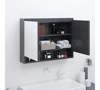 BOWEKAM Mobili,Armadi e stoccaggio,Unità di vanità,Unità di vanità del bagno,Bagno Specchio Cabinet 80x15x60 cm MDF Grigio
