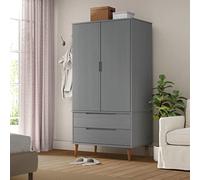 BOWEKAM Mobili,Armadi & Stoccaggio,Armadi & Armadi,Armadio MOLDE Grigio 90x55x175 cm Legno massello di pino
