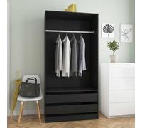 BOWEKAM Mobili,Armadi & Stoccaggio,Armadi & Armadi,Armadio Nero 100x50x200 cm Legno Ingegnerizzato