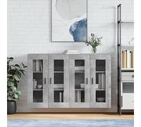BOWEKAM Mobili,Armadi & Stoccaggio,Buffet & Credenze,Armadi a parete 2 pz Legno Ingegnerizzato Grigio Calcestruzzo