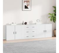 BOWEKAM Mobili,Armadi & Stoccaggio,Buffet & Credenze,Credenze 3 pz Bianco Ingegnerizzato Legno