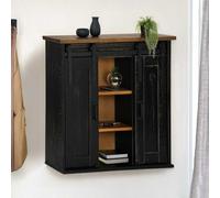 BOWEKAM Mobili,Armadi & Stoccaggio,Mobili da cucina,Armadio pensile HALDEN 2 ante scorrevoli Nero 75x22.5x70 cm Pino
