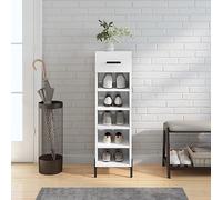 BOWEKAM Mobili,Armadi & Stoccaggio,Scarpiera Bianco Lucido 30x35x105 cm Legno Ingegnerizzato