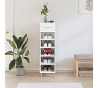 BOWEKAM Mobili,Armadi & Stoccaggio,Scarpiera Bianco Lucido 30x35x105 cm Legno Ingegnerizzato