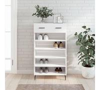 BOWEKAM Mobili,Armadi & Stoccaggio,Scarpiera Bianco Lucido 60x35x105 cm Legno Ingegnerizzato